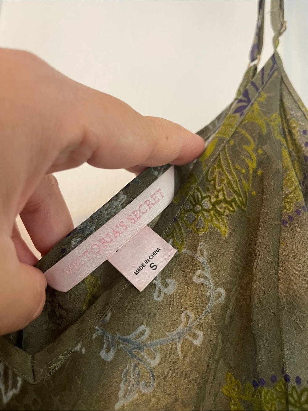 Victoria's Secret Olive Green Paisley Slip Dress - Picture 3 of 5